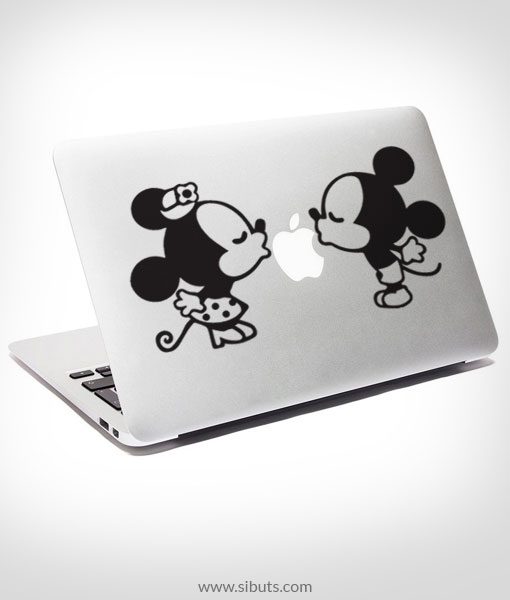 Sticker Calcomanía laptop macbook mickey beso