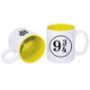 Taza blanca fondo amarillo Harry Potter Platform 9 3/4