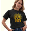 Playera para mujer halloween calavera dorada