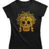 Playera para mujer halloween calavera dorada