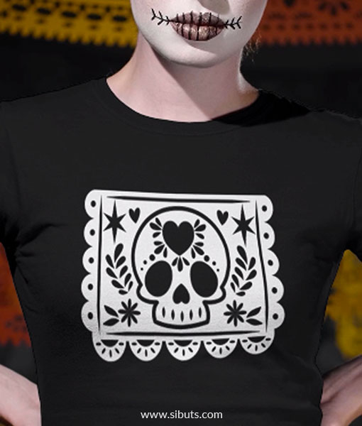 Playera Mujer Papel Picado Calavera Sibuts Tienda Online 6429