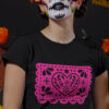 Playera para mujer día de muertos papel picado corazón